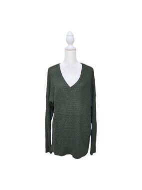 American Eagle Outfitters Open Knit Sweater Dark Green XL Lightweight Pullover